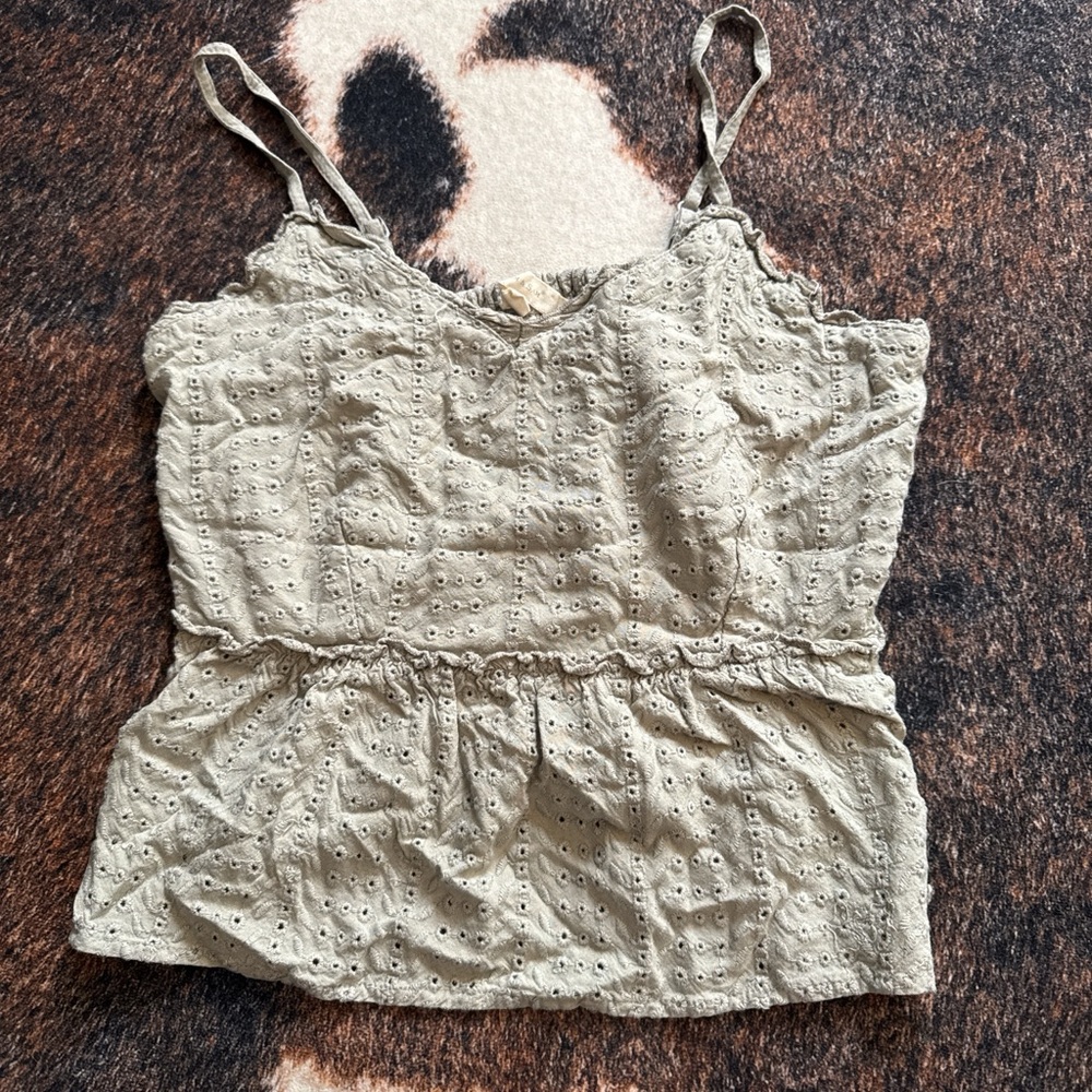 Women's Cream Eyelet Top